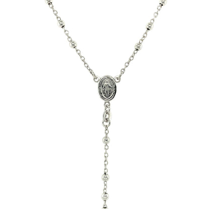 Cadena fina de rosario y collar de cuentas en plata esterlina
