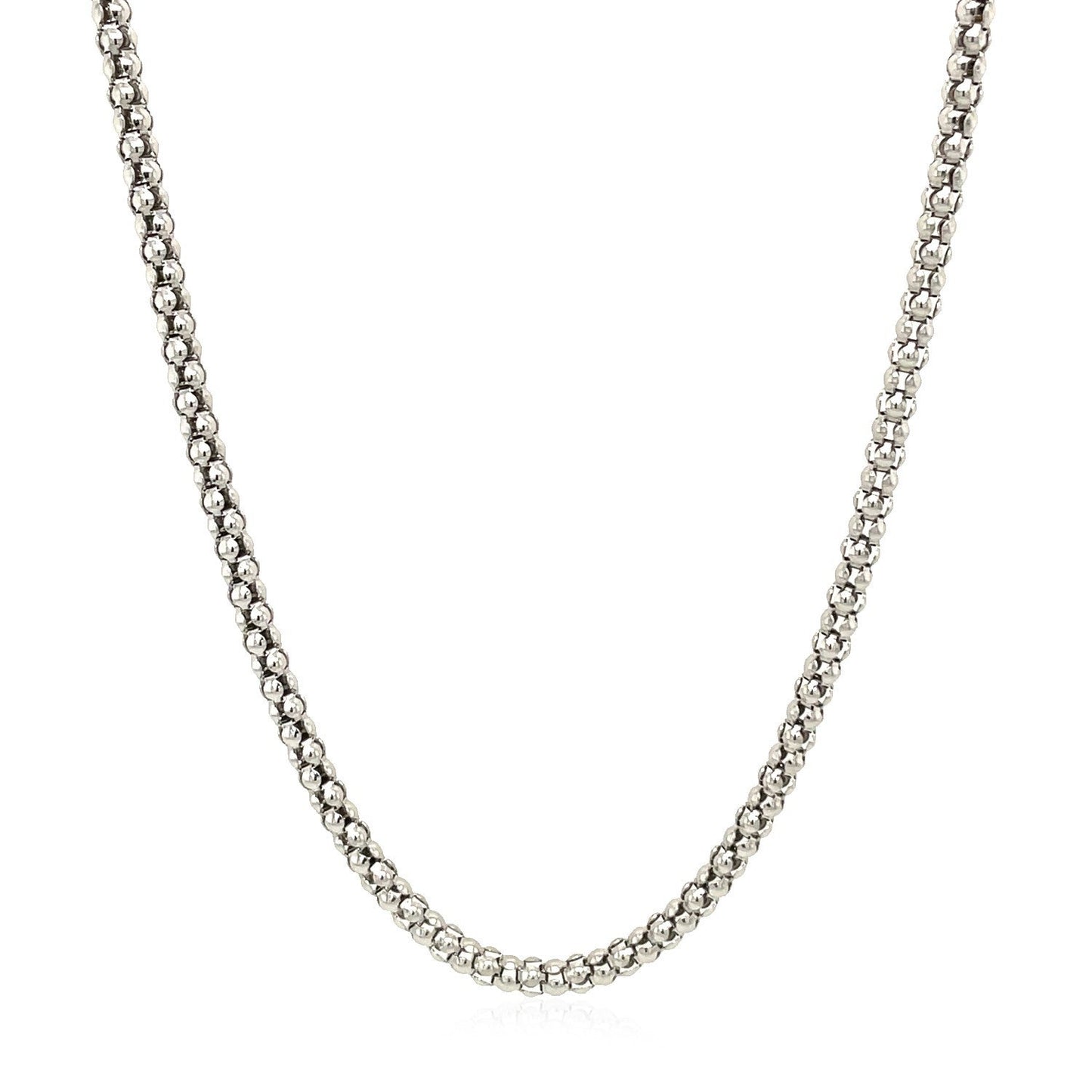 Cadena estilo Popcorn de plata de ley rodiada de 2,5 mm