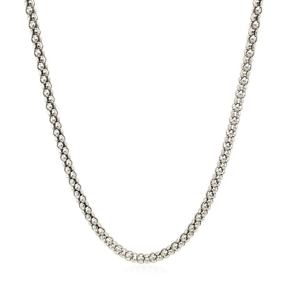 Cadena estilo Popcorn de plata de ley rodiada de 2,5 mm