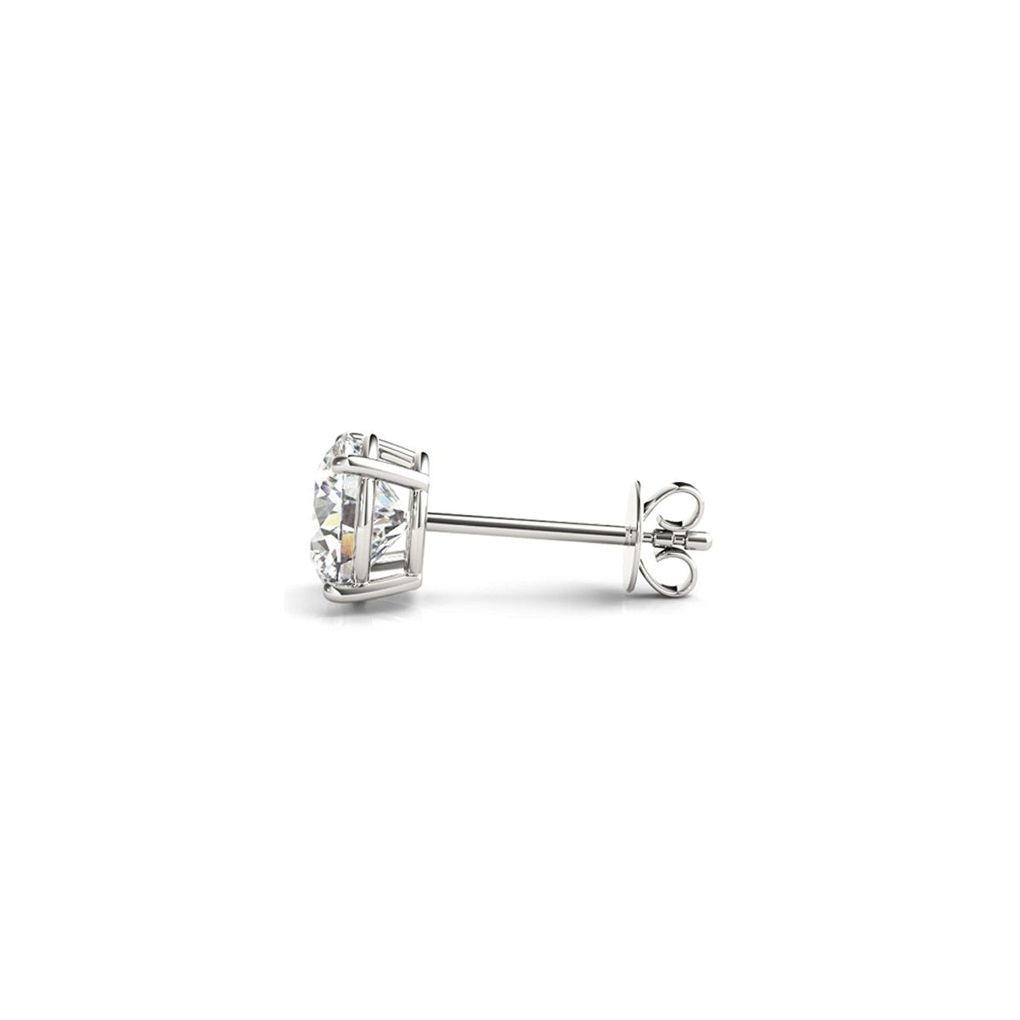 Pendientes de botón con diamante redondo de 2 quilates cultivado en laboratorio certificado IGI de oro blanco de 14k (G/VS2)