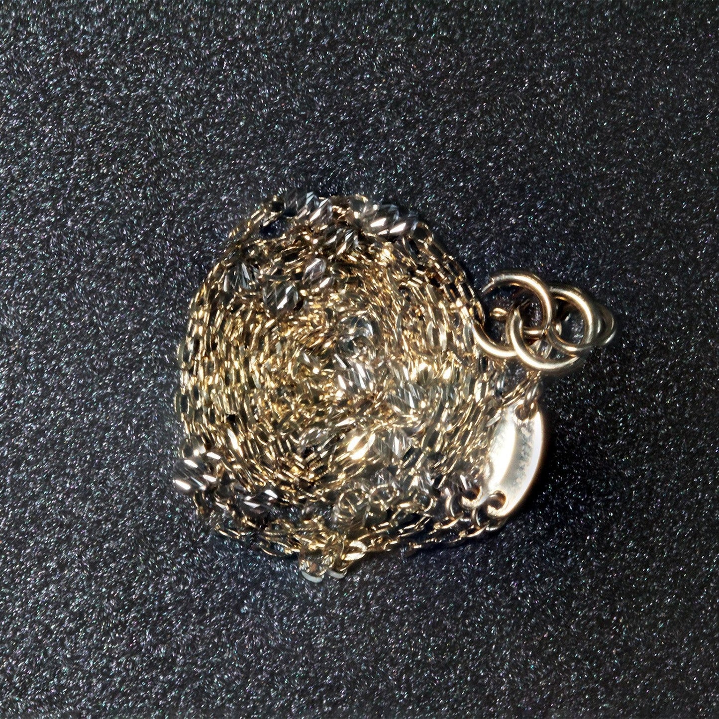 Cadena con colgante de eslabones de cuentas con corte de diamante en oro bicolor de 14k (3,5 mm)