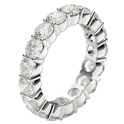 Anillo de Eternidad con Diamantes Redondos Cultivados en Laboratorio de Oro Blanco de 14k (3 quilates, FG/VS2)