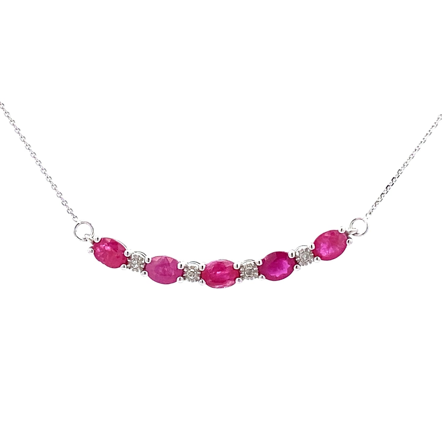 Colgantes de moda de rubí y diamante de 0,73 ct en oro blanco de 10 kt