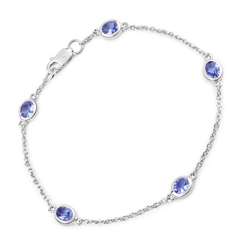 Pulsera de plata de ley .925 con tanzanita genuina de 1,65 quilates