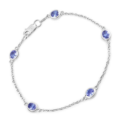 Pulsera de plata de ley .925 con tanzanita genuina de 1,65 quilates