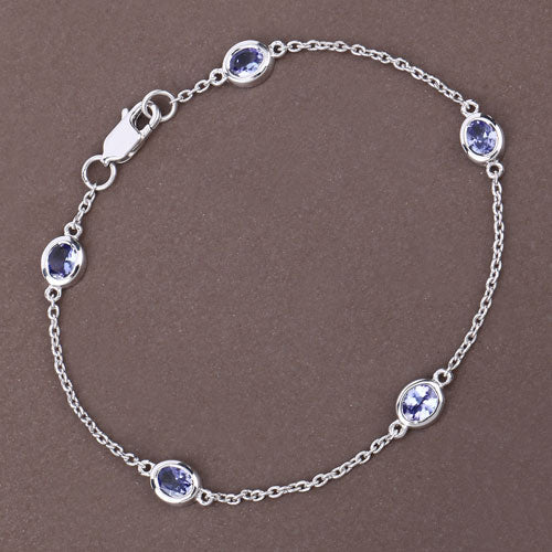 Pulsera de plata de ley .925 con tanzanita genuina de 1,65 quilates