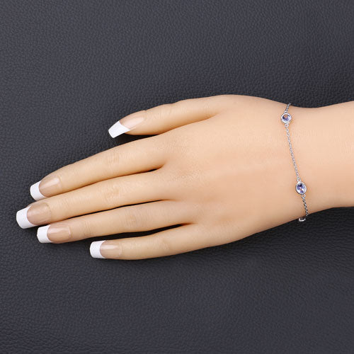 Pulsera de plata de ley .925 con tanzanita genuina de 1,65 quilates