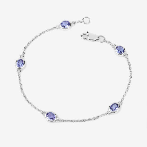 Pulsera de plata de ley .925 con tanzanita genuina de 1,65 quilates