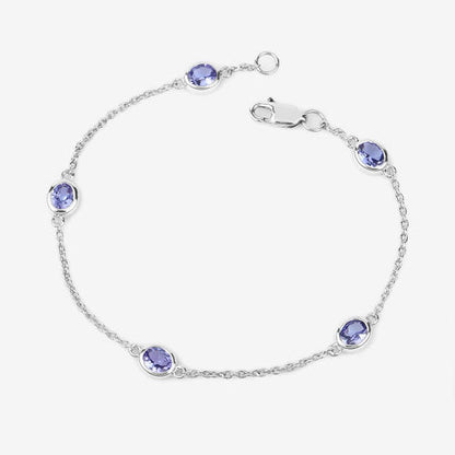 Pulsera de plata de ley .925 con tanzanita genuina de 1,65 quilates
