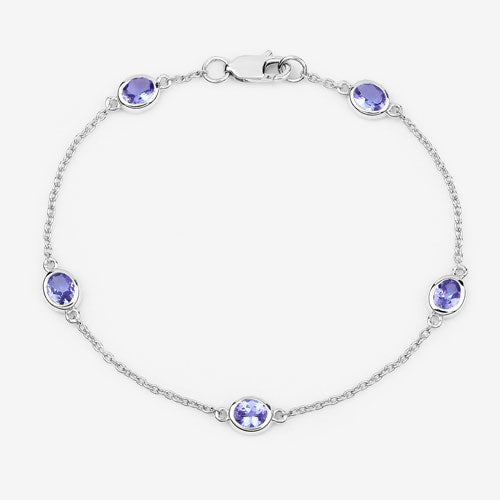 Pulsera de plata de ley .925 con tanzanita genuina de 1,65 quilates