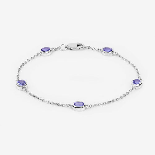 Pulsera de plata de ley .925 con tanzanita genuina de 1,65 quilates