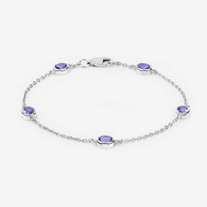 Pulsera de plata de ley .925 con tanzanita genuina de 1,65 quilates