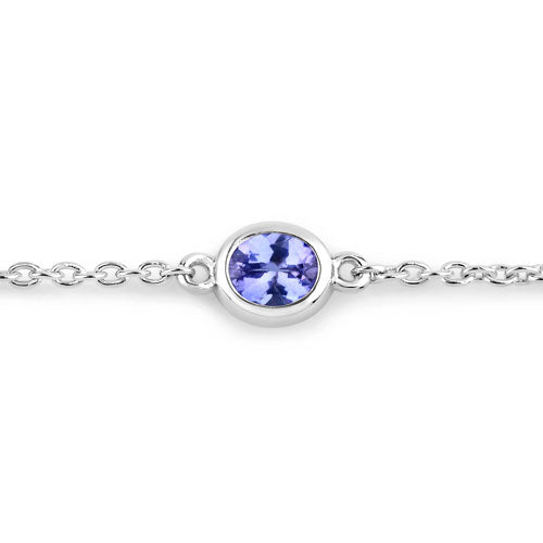 Pulsera de plata de ley .925 con tanzanita genuina de 1,65 quilates