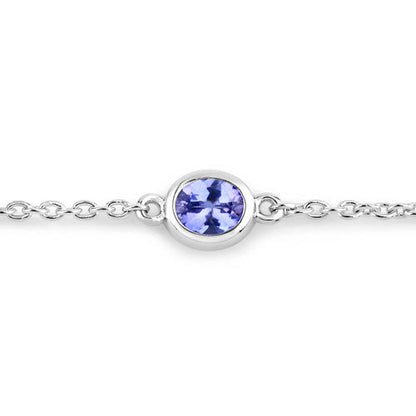 Pulsera de plata de ley .925 con tanzanita genuina de 1,65 quilates