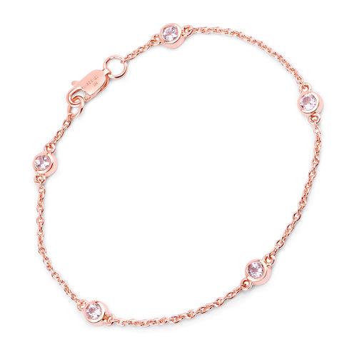 Pulsera de plata de ley .925 con morganita genuina de 0.45 quilates