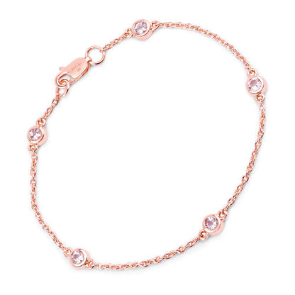 Pulsera de plata de ley .925 con morganita genuina de 0.45 quilates