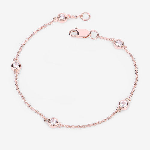 Pulsera de plata de ley .925 con morganita genuina de 0.45 quilates