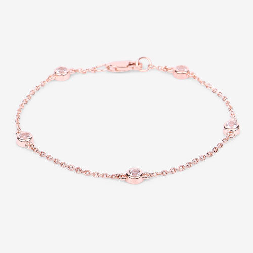 Pulsera de plata de ley .925 con morganita genuina de 0.45 quilates