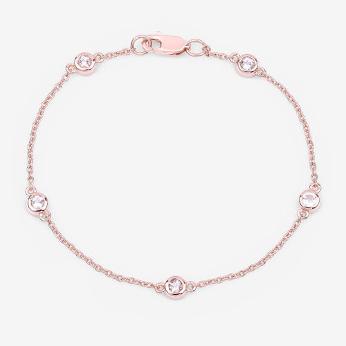 Pulsera de plata de ley .925 con morganita genuina de 0.45 quilates