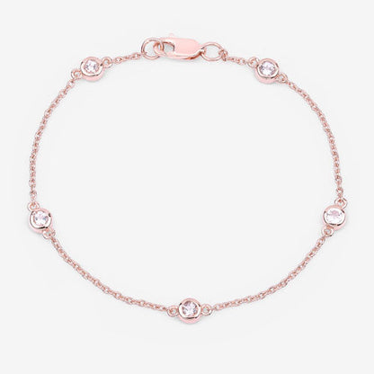 Pulsera de plata de ley .925 con morganita genuina de 0.45 quilates