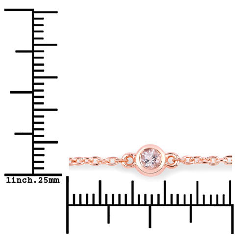 Pulsera de plata de ley .925 con morganita genuina de 0.45 quilates
