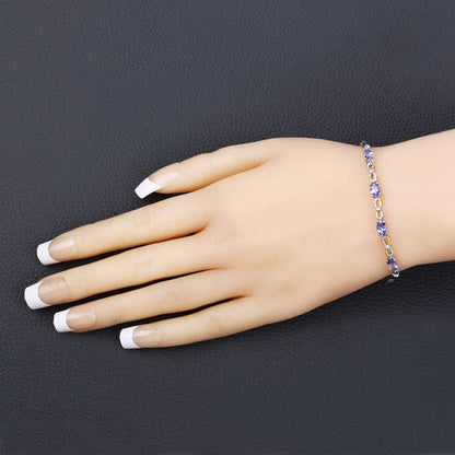 Pulsera de Plata de Ley 925 con Tanzanita Genuina de 1,81 Quilates y Topacio Blanco