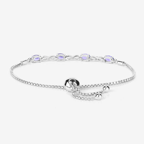 Pulsera de Plata de Ley 925 con Tanzanita Genuina de 1,81 Quilates y Topacio Blanco