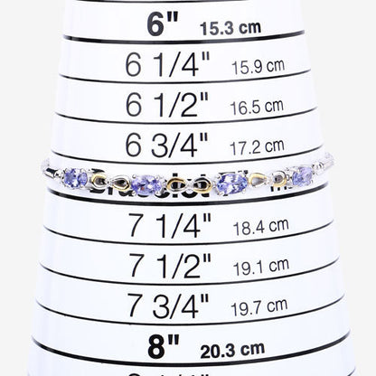 Pulsera de Plata de Ley 925 con Tanzanita Genuina de 1,81 Quilates y Topacio Blanco