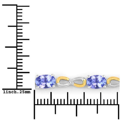 Pulsera de Plata de Ley 925 con Tanzanita Genuina de 1,81 Quilates y Topacio Blanco