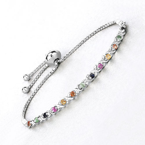 Pulsera de plata de ley .925 con zafiros múltiples auténticos de 0.88 quilates