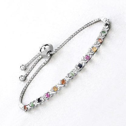 Pulsera de plata de ley .925 con zafiros múltiples auténticos de 0.88 quilates