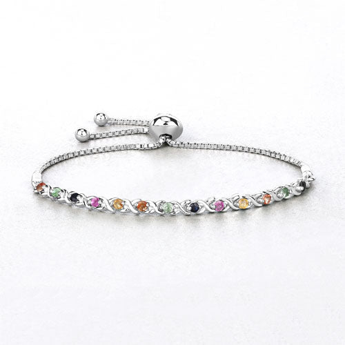 Pulsera de plata de ley .925 con zafiros múltiples auténticos de 0.88 quilates
