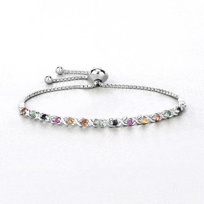 Pulsera de plata de ley .925 con zafiros múltiples auténticos de 0.88 quilates