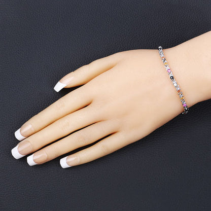 Pulsera de plata de ley .925 con zafiros múltiples auténticos de 0.88 quilates