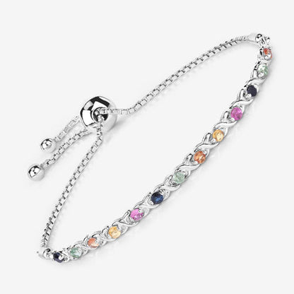 Pulsera de plata de ley .925 con zafiros múltiples auténticos de 0.88 quilates
