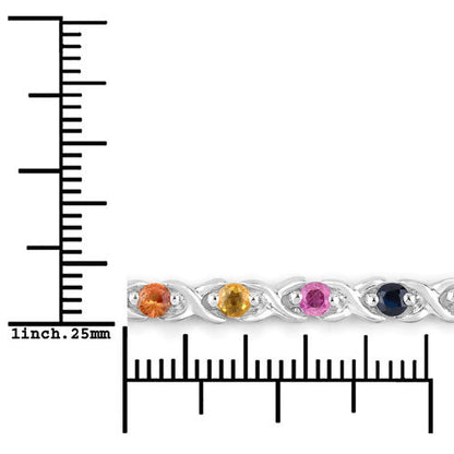 Pulsera de plata de ley .925 con zafiros múltiples auténticos de 0.88 quilates