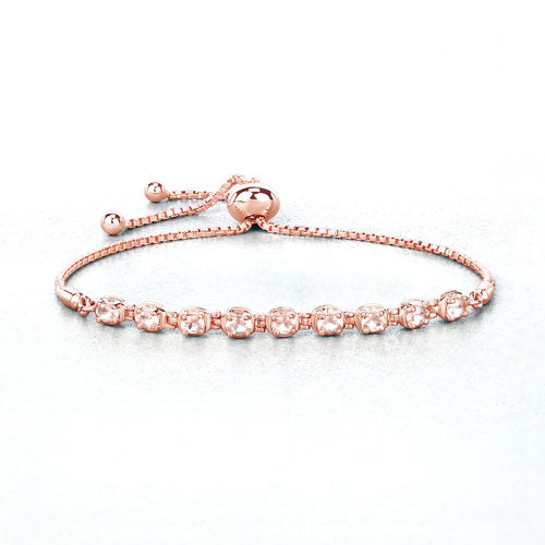 Pulsera de Plata de Ley .925 con Morganita Genuina de 1.35 Quilates