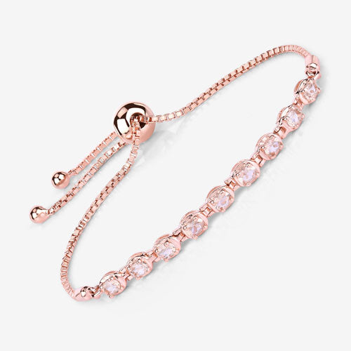 Pulsera de Plata de Ley .925 con Morganita Genuina de 1.35 Quilates