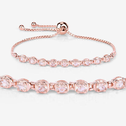 Pulsera de Plata de Ley .925 con Morganita Genuina de 1.35 Quilates