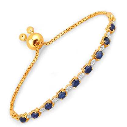 Pulsera de 1.83 quilates de zafiro azul genuino y diamantes blancos de plata esterlina .925