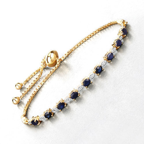 Pulsera de 1.83 quilates de zafiro azul genuino y diamantes blancos de plata esterlina .925