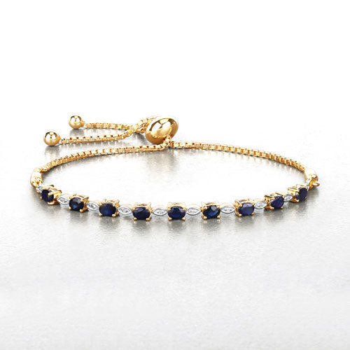 Pulsera de 1.83 quilates de zafiro azul genuino y diamantes blancos de plata esterlina .925