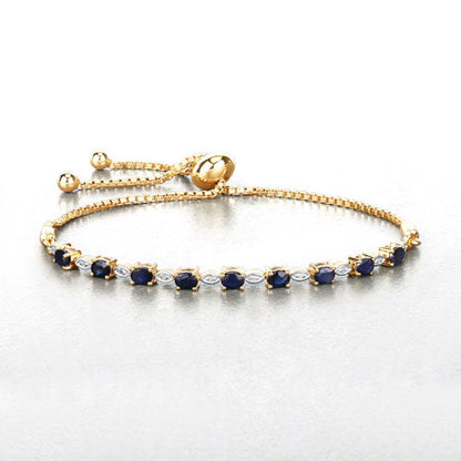 Pulsera de 1.83 quilates de zafiro azul genuino y diamantes blancos de plata esterlina .925