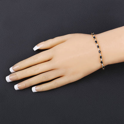 Pulsera de 1.83 quilates de zafiro azul genuino y diamantes blancos de plata esterlina .925