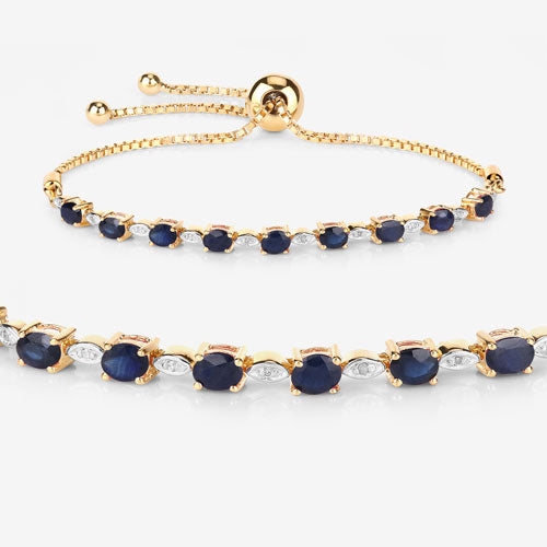 Pulsera de 1.83 quilates de zafiro azul genuino y diamantes blancos de plata esterlina .925