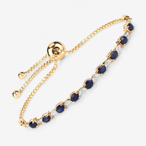 Pulsera de 1.83 quilates de zafiro azul genuino y diamantes blancos de plata esterlina .925