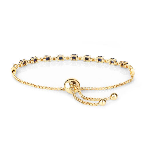 Pulsera de 1.83 quilates de zafiro azul genuino y diamantes blancos de plata esterlina .925