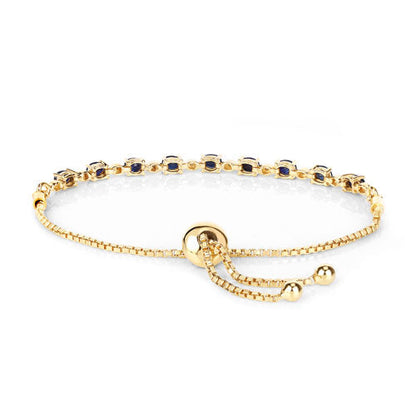 Pulsera de 1.83 quilates de zafiro azul genuino y diamantes blancos de plata esterlina .925