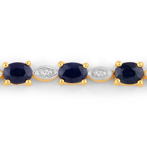 Pulsera de 1.83 quilates de zafiro azul genuino y diamantes blancos de plata esterlina .925
