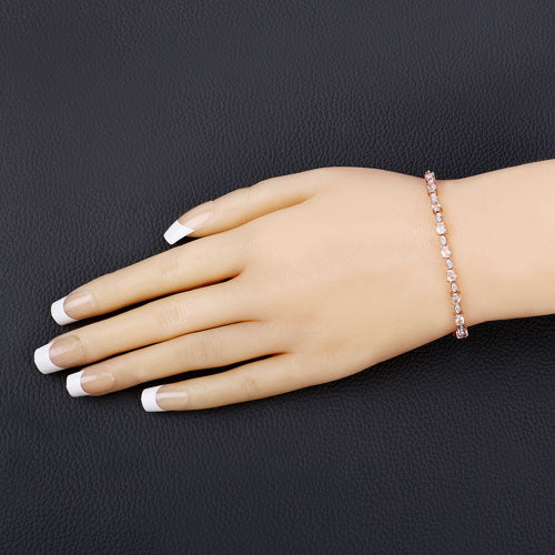 Pulsera de 1,38 quilates de morganita auténtica y diamantes blancos en plata de ley .925